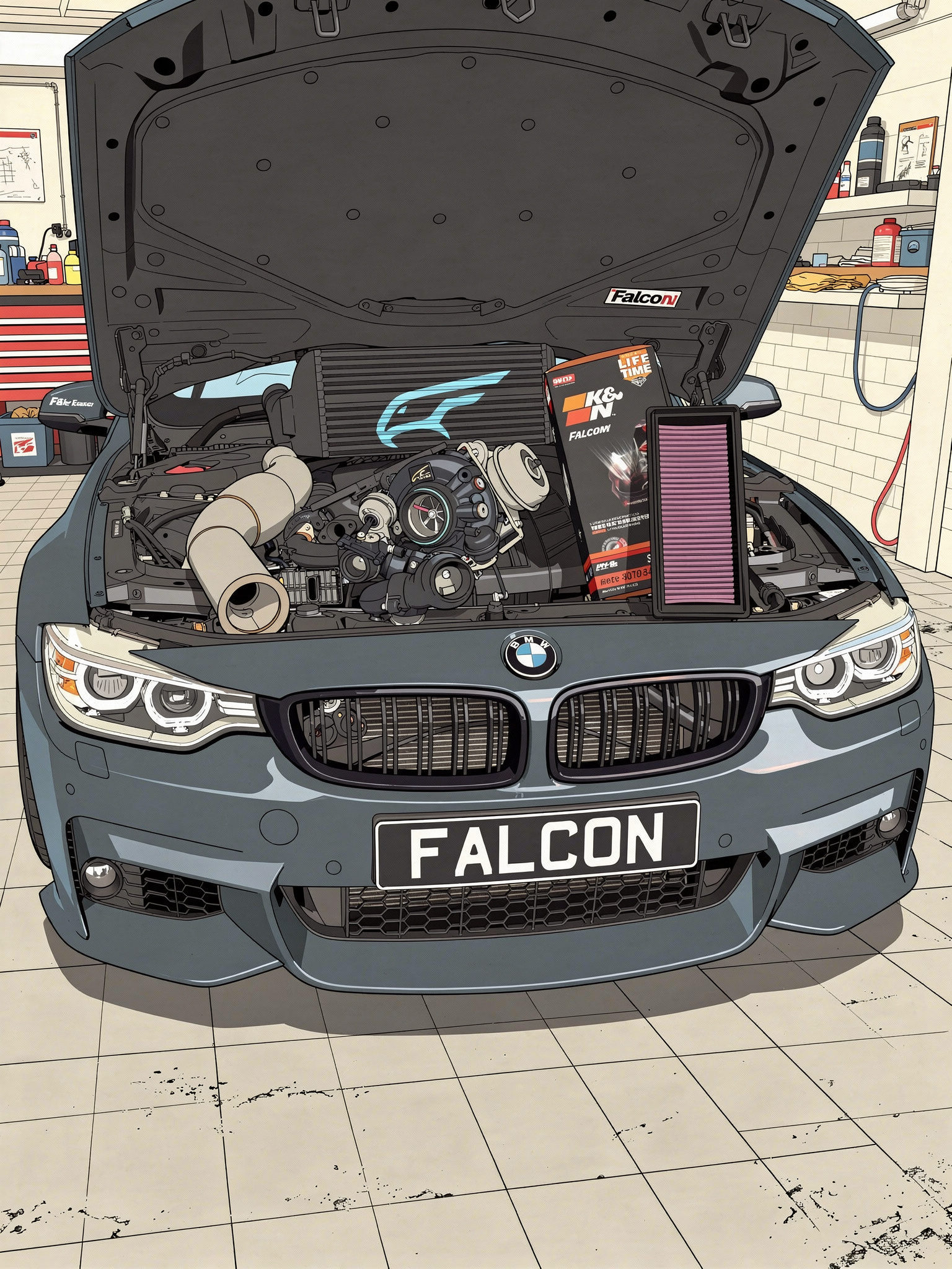 Falcon Turbos BMW N57 hybrid turbo setup